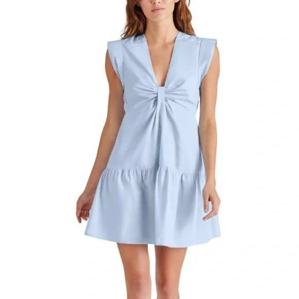 Steve Madden Mini Dress Tie Front Empire Waist Casual Light Blue Size L / #5391‎